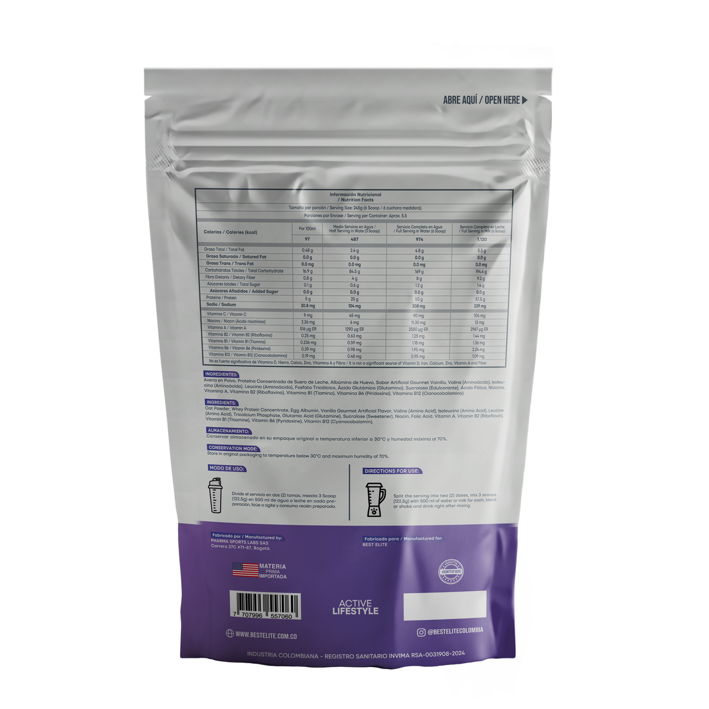 Bulk Mass (1.362 grs) 3 Libras Gourmet Vanilla - Best Elite
