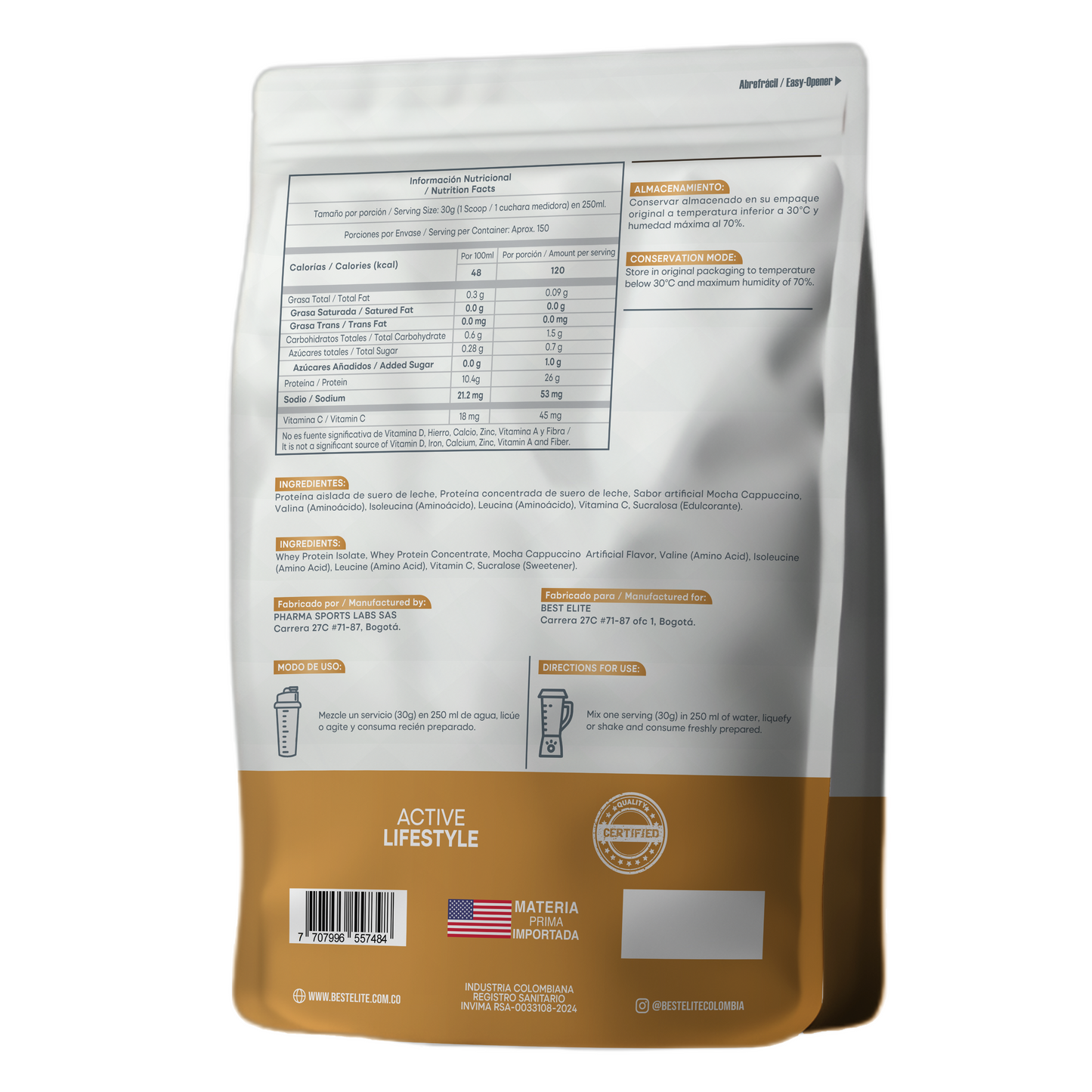 Whey Total (4.540 grs) 10 libras Mocha Cappuccino - BEST ELITE