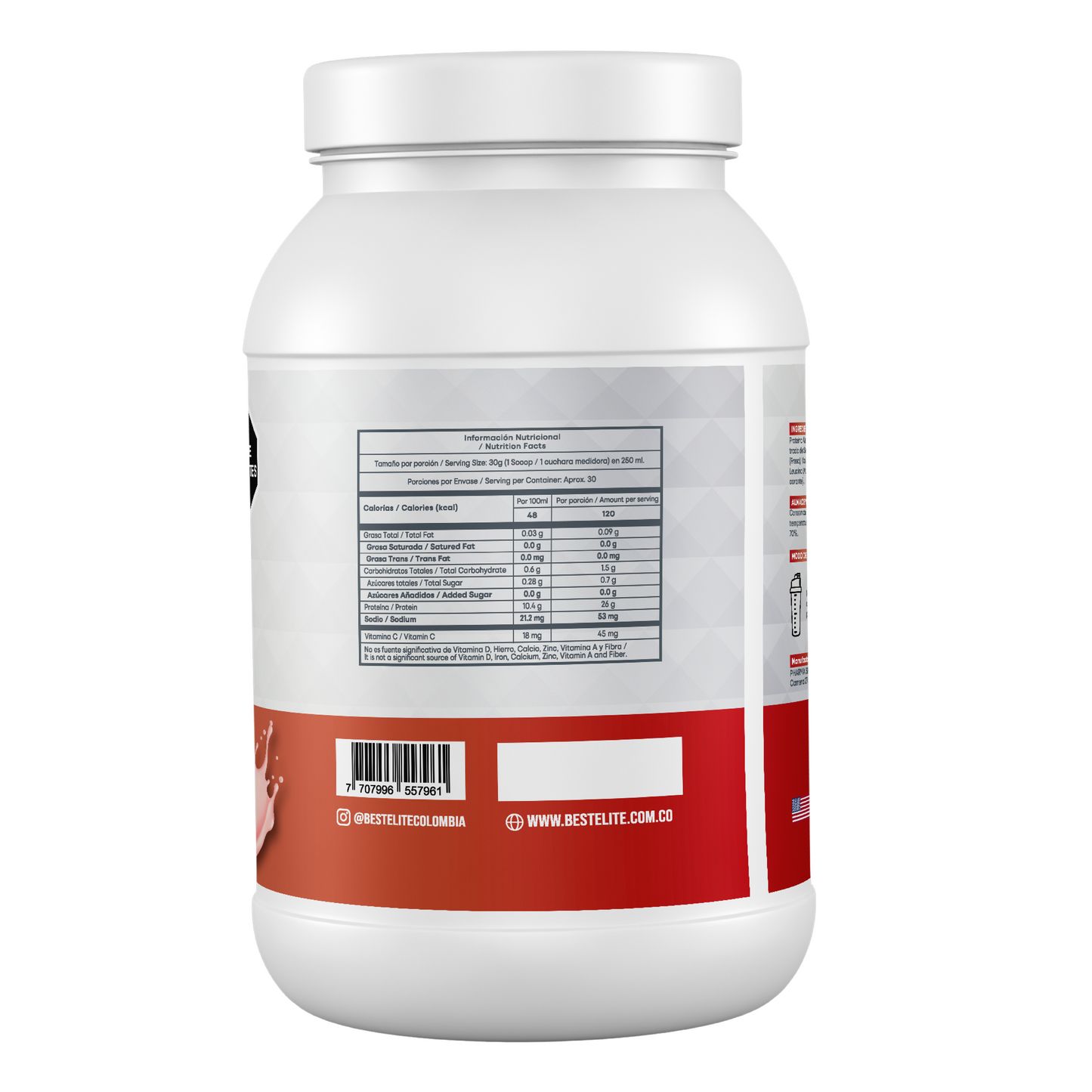 Whey Total (908 grs) 2 libras Strawberry - BEST ELITE